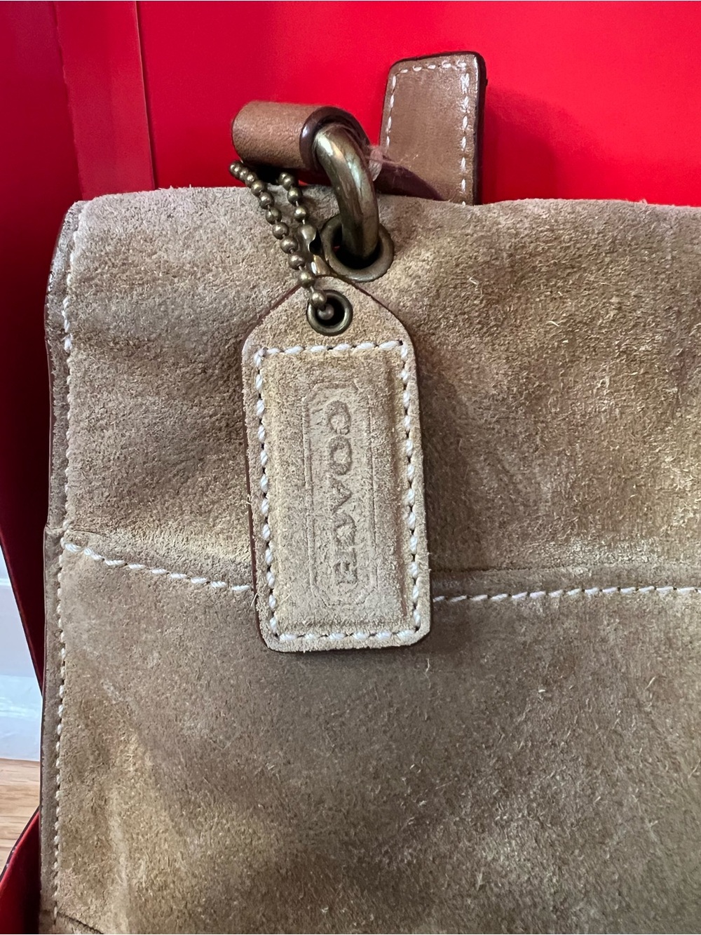 VTG Coach Y2K Soho Tan Suede Large Flap Shoulder Bag 9664 - Full Set W/ Box! - Picture 14 of 14